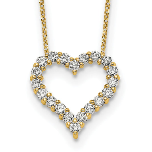 14K Yellow Gold True Origin 1 Carat Lab Grown Diamond Vs Def 18 Inch Open Heart Pendant Necklace