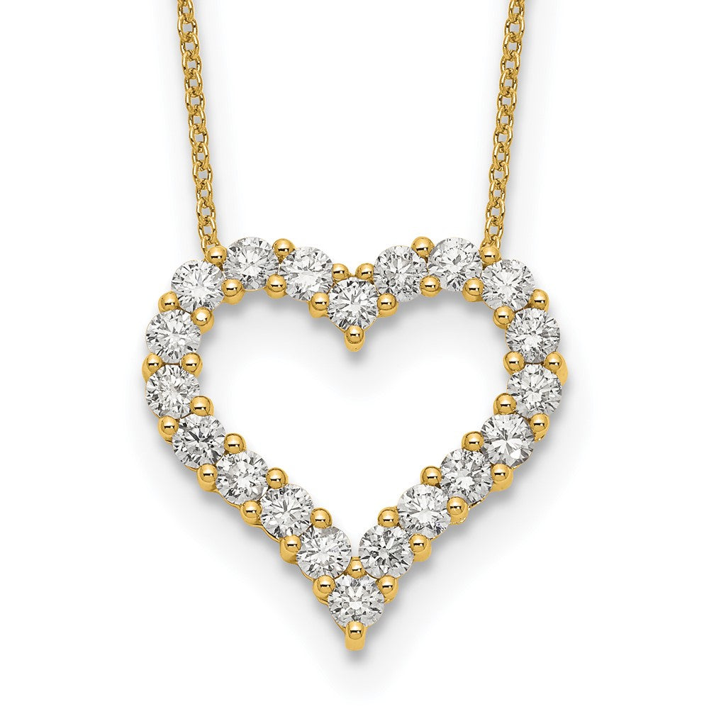 14K Yellow Gold True Origin 1 1/2 Carat Lab Grown Diamond Vs Def 18 Inch Open Heart Pendant Necklace
