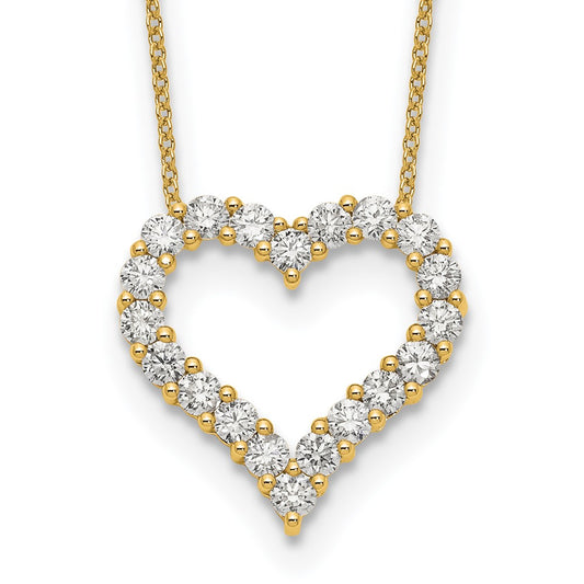 14K Yellow Gold True Origin 1 1/2 Carat Lab Grown Diamond Vs Def 18 Inch Open Heart Pendant Necklace