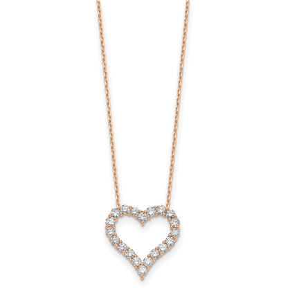 14K Rose Gold True Origin 2 Carat Lab Grown Diamond Vs Def 18 Inch Open Heart Pendant Necklace