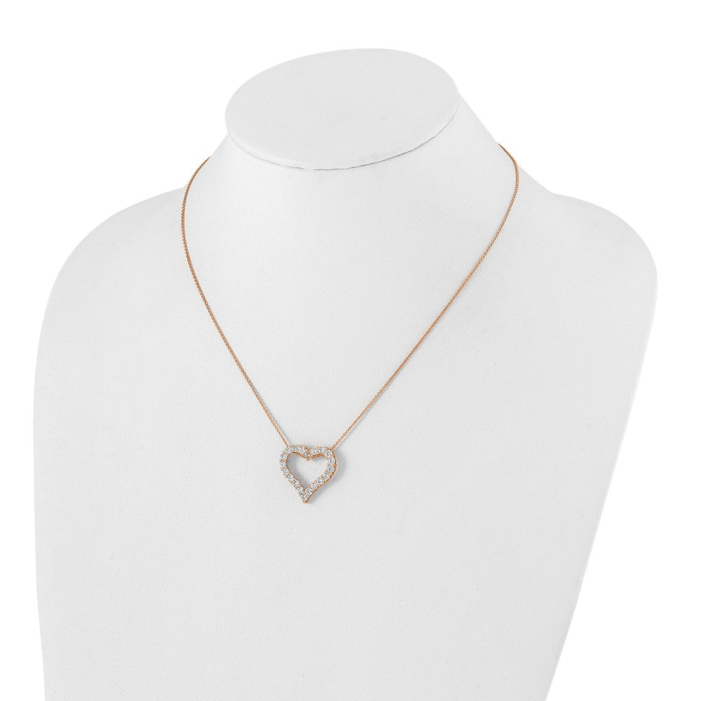 14K Rose Gold True Origin 2 Carat Lab Grown Diamond Vs Def 18 Inch Open Heart Pendant Necklace