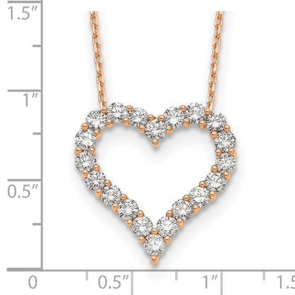 14K Rose Gold True Origin 2 Carat Lab Grown Diamond Vs Def 18 Inch Open Heart Pendant Necklace