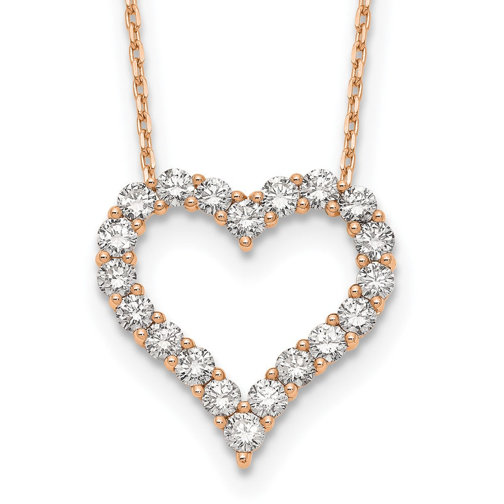 14K Rose Gold True Origin 2 Carat Lab Grown Diamond Vs Def 18 Inch Open Heart Pendant Necklace