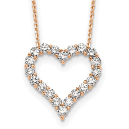 14K Rose Gold True Origin 2 Carat Lab Grown Diamond Vs Def 18 Inch Open Heart Pendant Necklace
