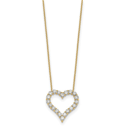 14K Yellow Gold True Origin 2 Carat Lab Grown Diamond Vs Def 18 Inch Open Heart Pendant Necklace