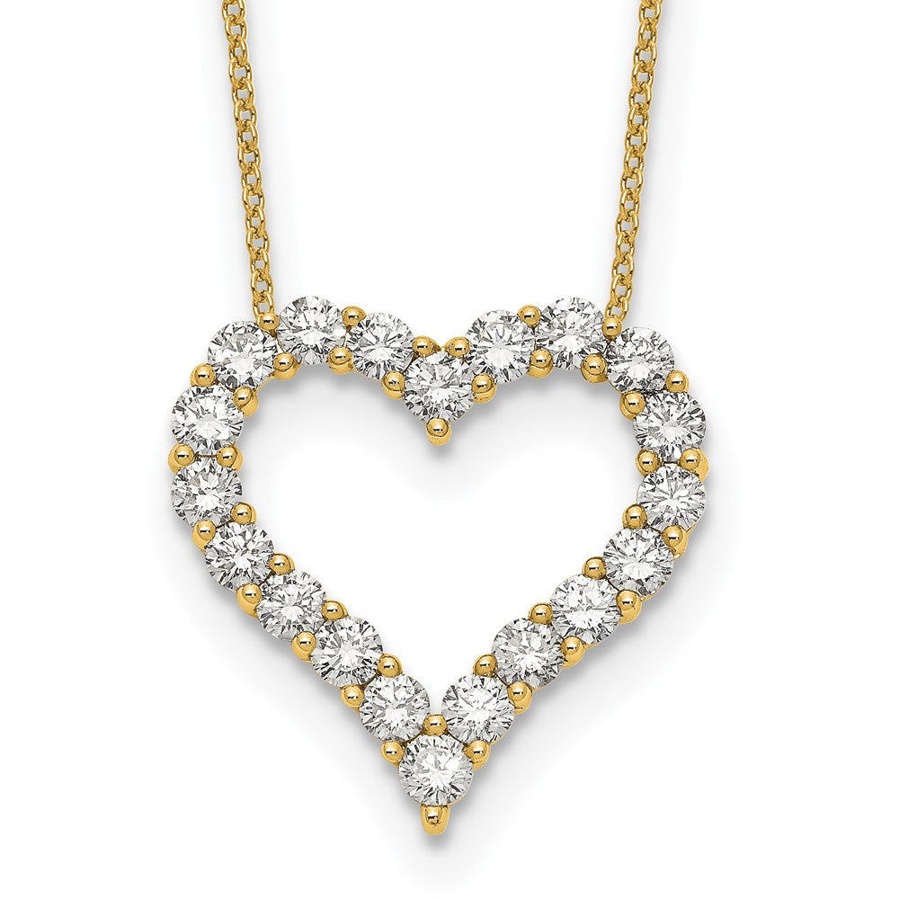 14K Yellow Gold True Origin 2 Carat Lab Grown Diamond Vs Def 18 Inch Open Heart Pendant Necklace