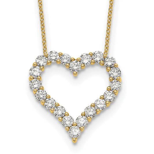 14K Yellow Gold True Origin 2 Carat Lab Grown Diamond Vs Def 18 Inch Open Heart Pendant Necklace