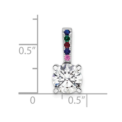 14K White Gold Lab Grown VS/SI FGH Diamond and Multi Gemstone Comp. Pendant
