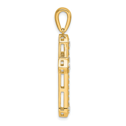 14K Yellow Gold True Origin 3/4 Carat Lab Grown Diamond Vs D E F Cross Pendant