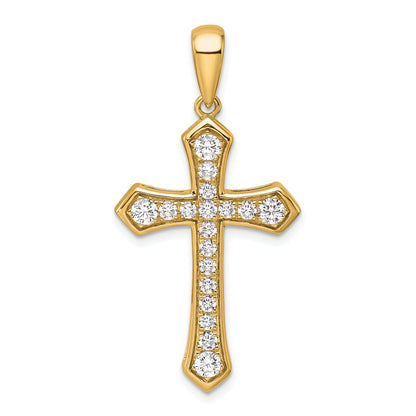 14K Yellow Gold True Origin 3/4 Carat Lab Grown Diamond Vs D E F Cross Pendant