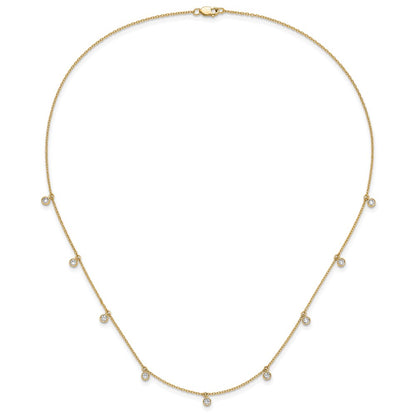 14K Yellow Gold True Origin 5/8 Carat Lab Grown Diamond Vs Def Nine Station 18 Inch Necklace