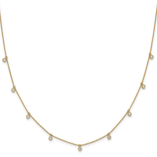 14K Yellow Gold True Origin 5/8 Carat Lab Grown Diamond Vs Def Nine Station 18 Inch Necklace