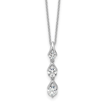 14K White Gold True Origin 1 Carat Lab Grown Diamond Vs Def 18 Inch Three Stone Pendant Necklace