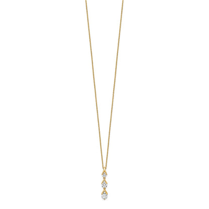 14K Yellow Gold True Origin 1 Carat Lab Grown Diamond Vs Def 18 Inch Three Stone Pendant Necklace