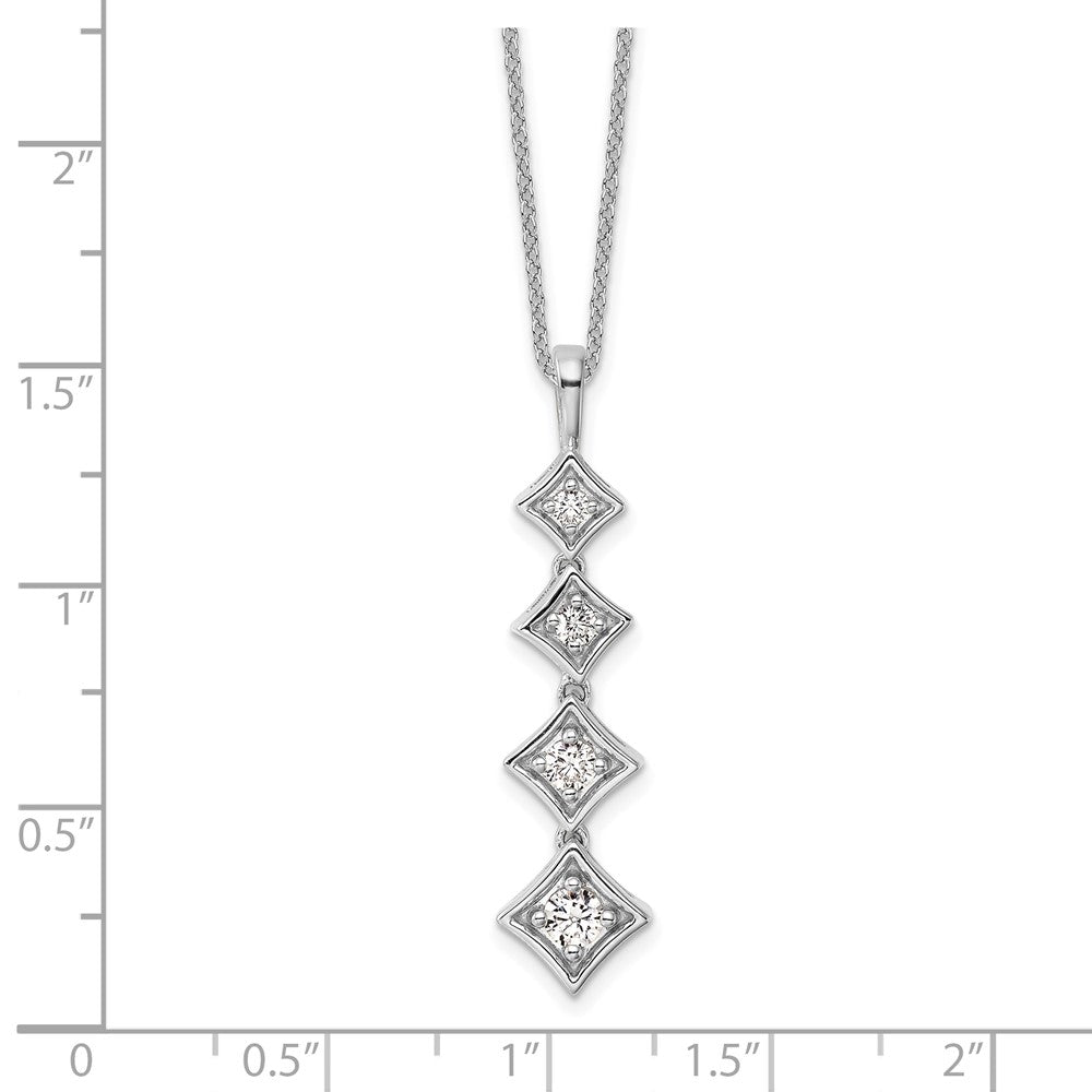 14K White Gold True Origin 3/8 Carat Lab Grown Diamond Vs Def 18 Inch Four Stone Pendant Necklace