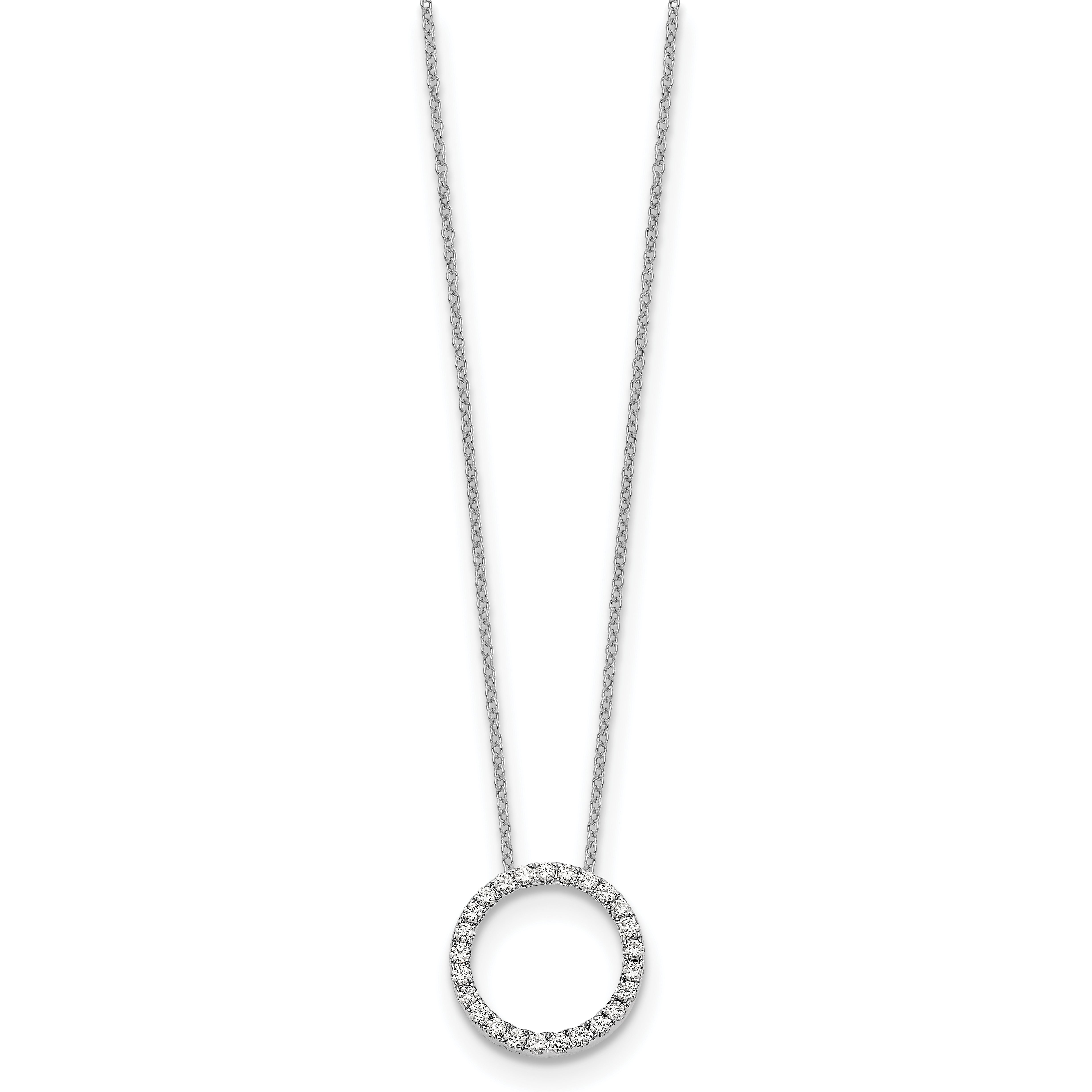 10K White Gold Diamond Circle 18 Inch Necklace