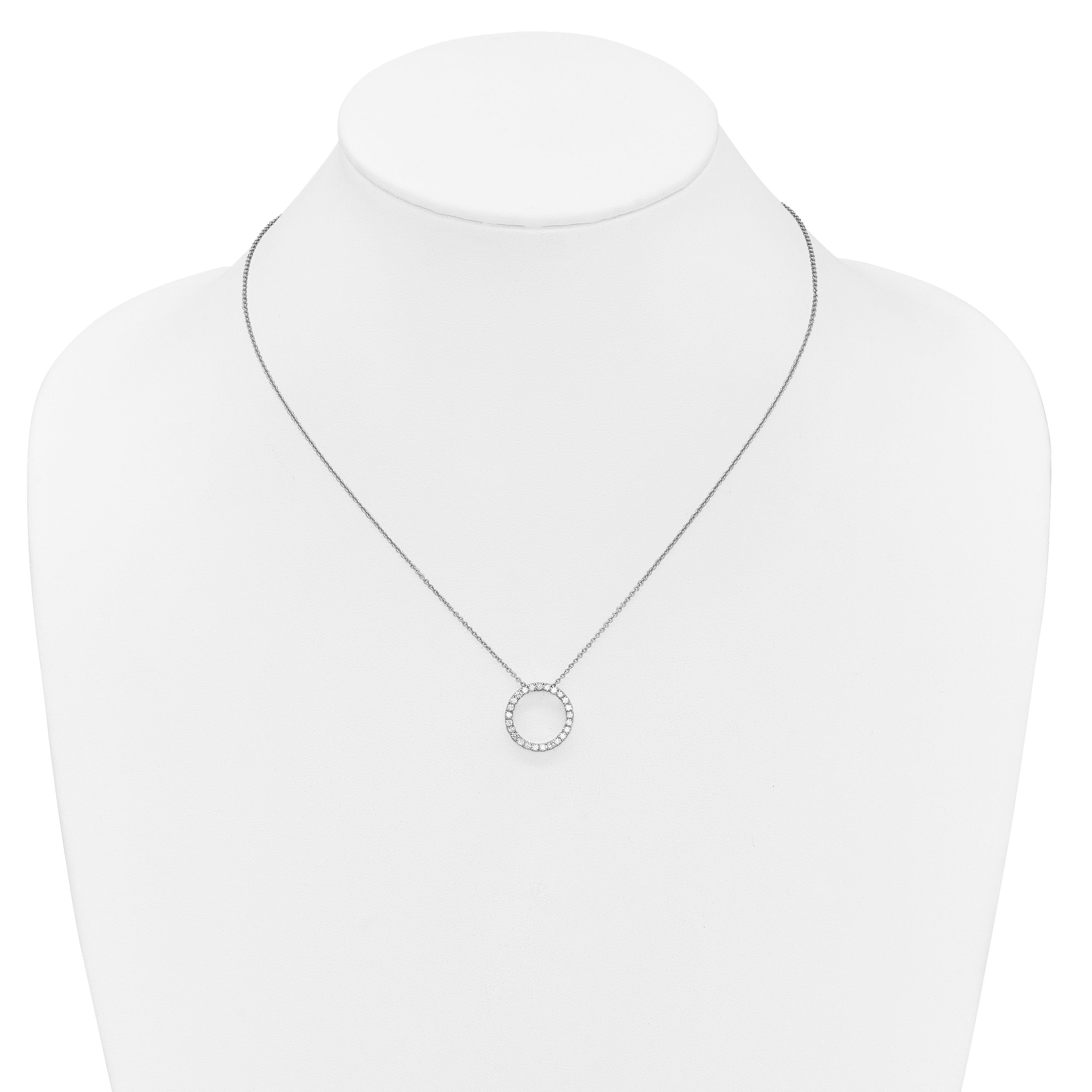10K White Gold Diamond Circle 18 Inch Necklace