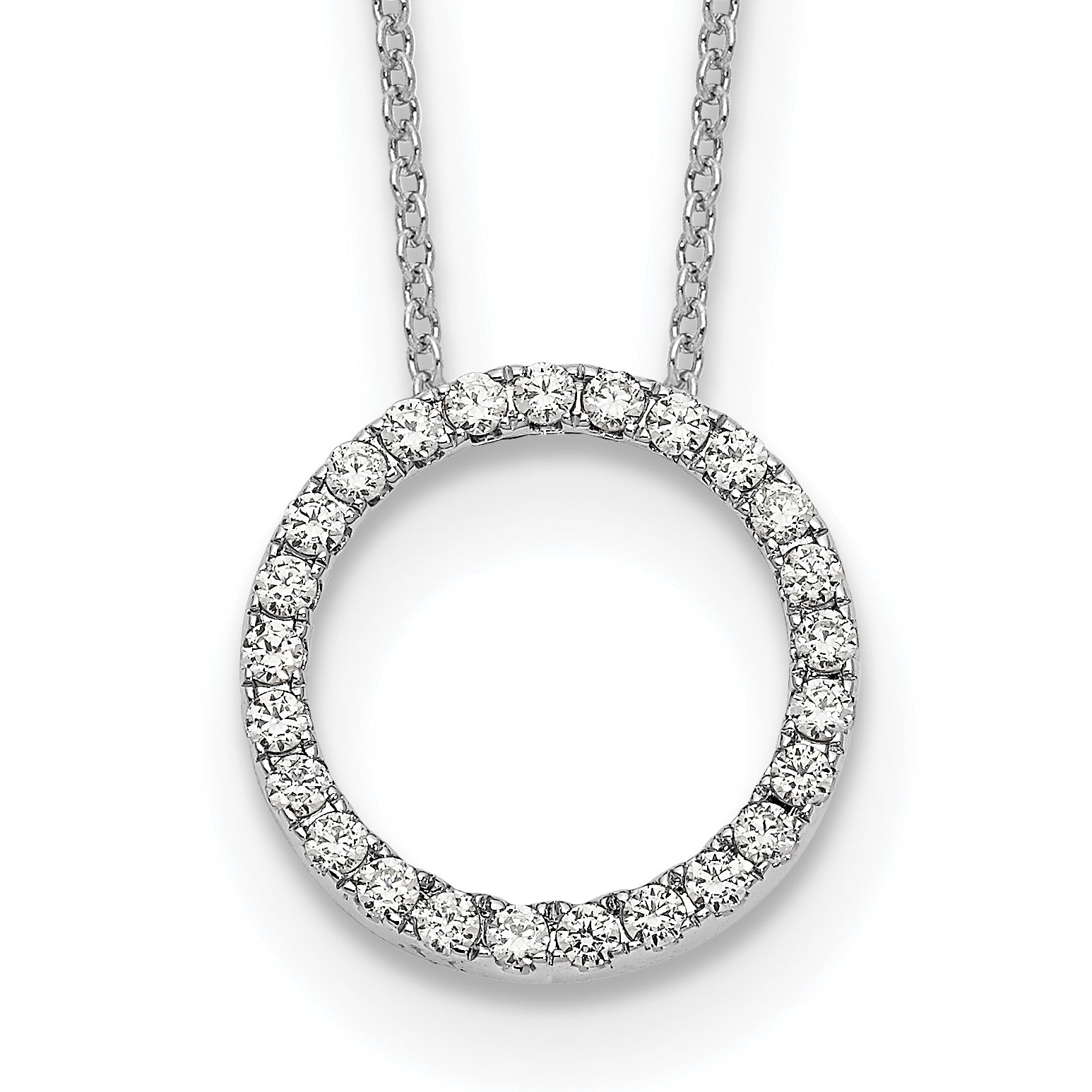 10K White Gold Diamond Circle 18 Inch Necklace