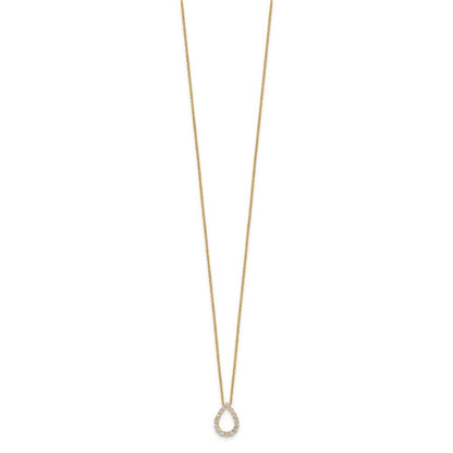 14K Yellow Gold True Origin 1/3 Carat Lab Created Diamond Vs Def 18 Inch Fancy Teardrop Necklace
