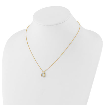 14K Yellow Gold True Origin 1/3 Carat Lab Created Diamond Vs Def 18 Inch Fancy Teardrop Necklace
