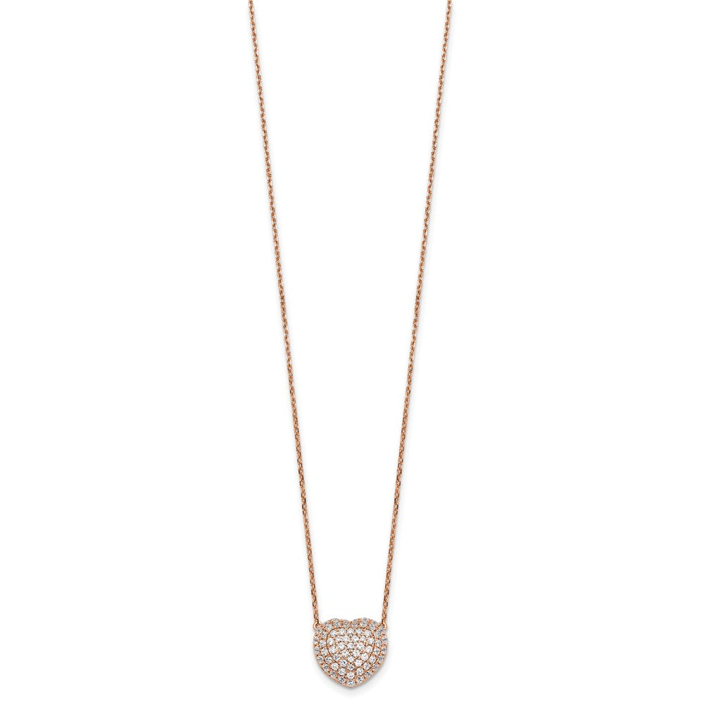 14K Rose Gold True Origin 3/4 Carat Lab Grown Diamond Vs Def 18 Inch Heart Necklace