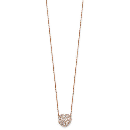 14K Rose Gold True Origin 3/4 Carat Lab Grown Diamond Vs Def 18 Inch Heart Necklace