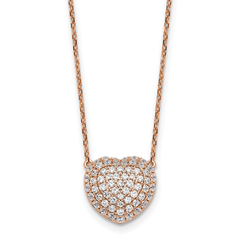 14K Rose Gold True Origin 3/4 Carat Lab Grown Diamond Vs Def 18 Inch Heart Necklace