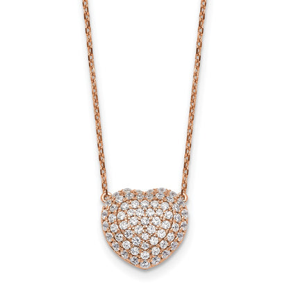 14K Rose Gold True Origin 3/4 Carat Lab Grown Diamond Vs Def 18 Inch Heart Necklace