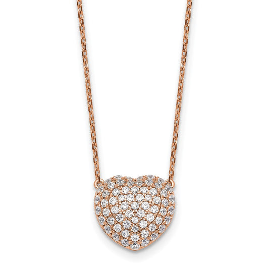 14K Rose Gold True Origin 3/4 Carat Lab Grown Diamond Vs Def 18 Inch Heart Necklace