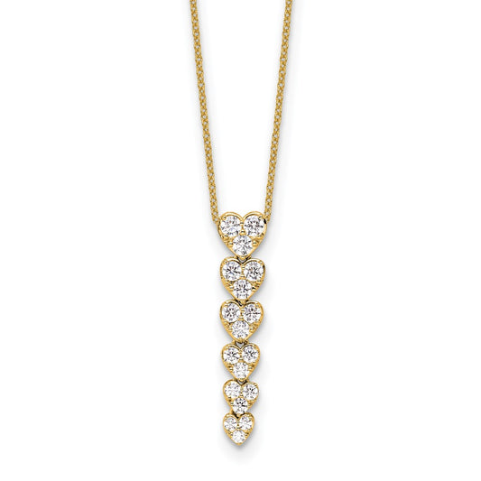 14K Yellow Gold True Origin 1 Carat Lab Grown Diamond Vs Def 18 Inch Hearts Pendant Necklace