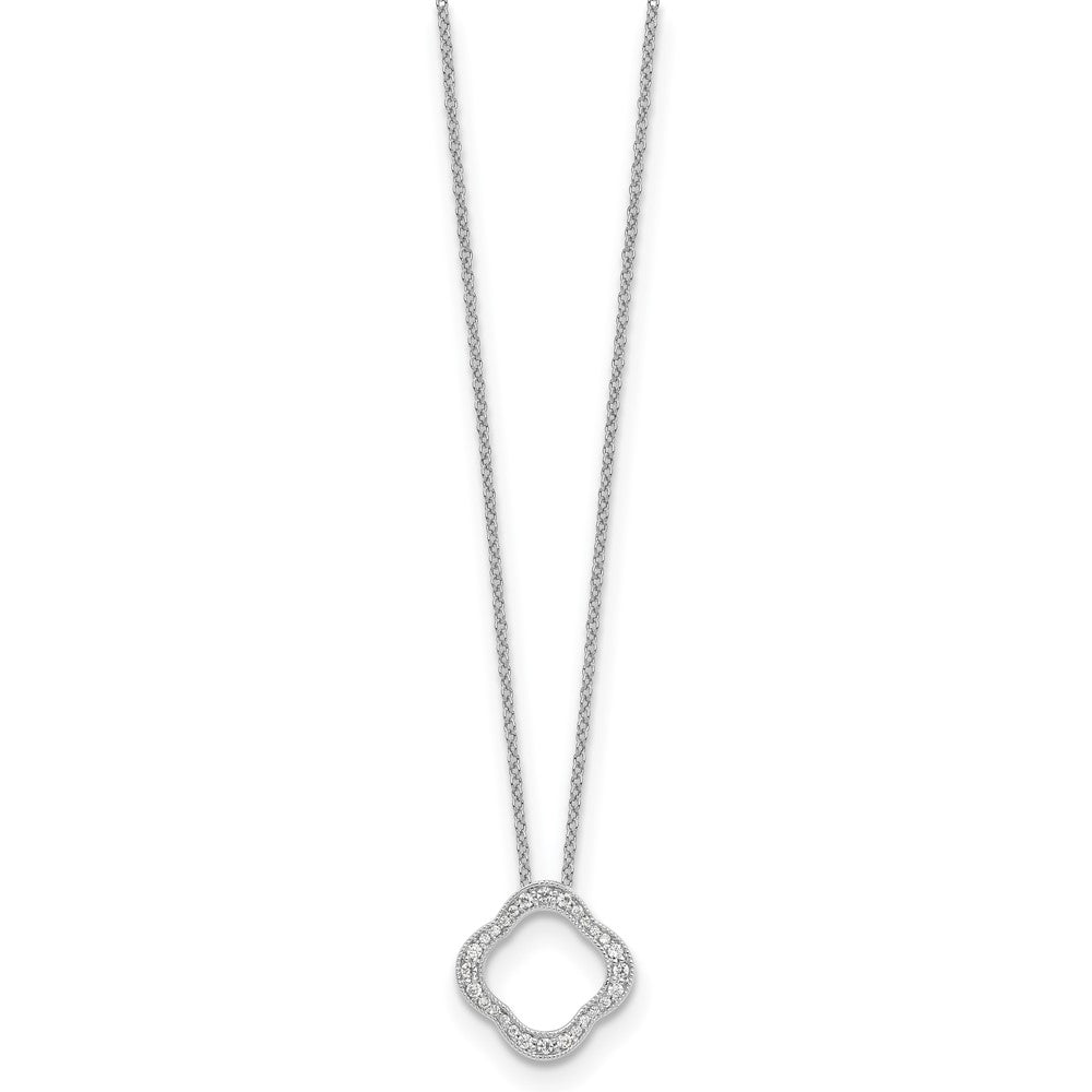 14K White Gold True Origin 1/6 Carat Lab Grown Diamond Vs Def 18 Inch Quatrefoil Floral Necklace