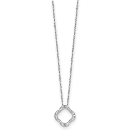 14K White Gold True Origin 1/6 Carat Lab Grown Diamond Vs Def 18 Inch Quatrefoil Floral Necklace
