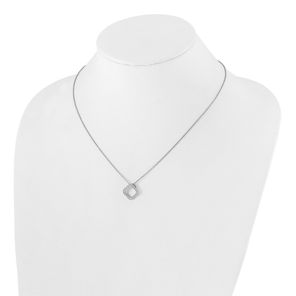 14K White Gold True Origin 1/6 Carat Lab Grown Diamond Vs Def 18 Inch Quatrefoil Floral Necklace