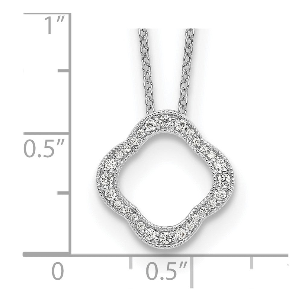14K White Gold True Origin 1/6 Carat Lab Grown Diamond Vs Def 18 Inch Quatrefoil Floral Necklace