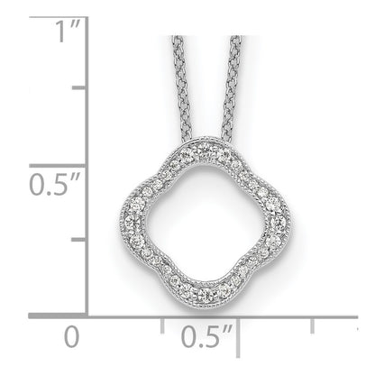 14K White Gold True Origin 1/6 Carat Lab Grown Diamond Vs Def 18 Inch Quatrefoil Floral Necklace