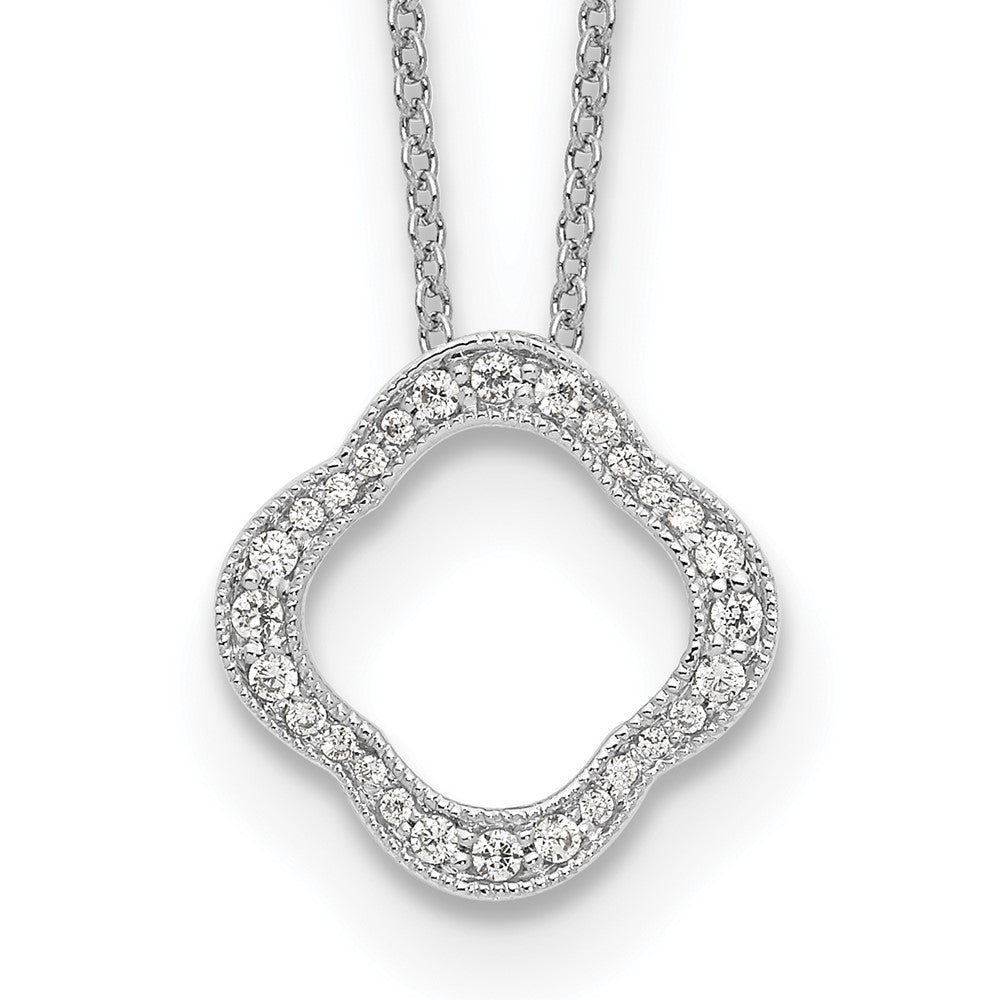 14K White Gold True Origin 1/6 Carat Lab Grown Diamond Vs Def 18 Inch Quatrefoil Floral Necklace