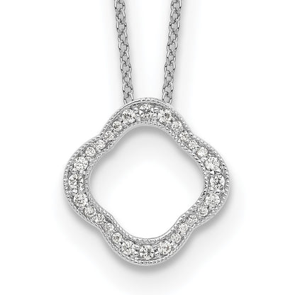 14K White Gold True Origin 1/6 Carat Lab Grown Diamond Vs Def 18 Inch Quatrefoil Floral Necklace