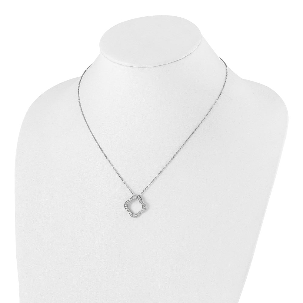 14K White Gold True Origin 3/8 Carat Lab Grown Diamond Vs Def 18 Inch Quatrefoil Floral Necklace