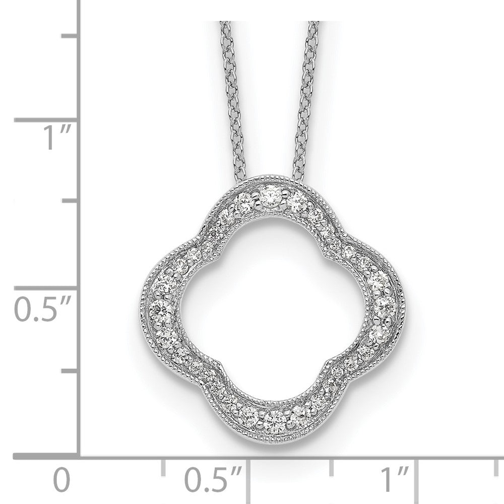 14K White Gold True Origin 3/8 Carat Lab Grown Diamond Vs Def 18 Inch Quatrefoil Floral Necklace