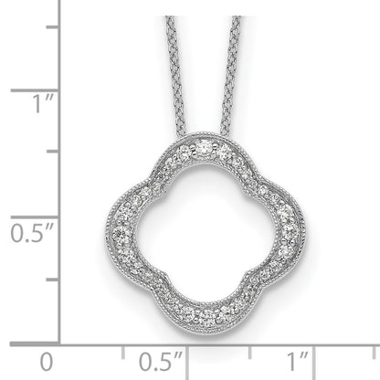 14K White Gold True Origin 3/8 Carat Lab Grown Diamond Vs Def 18 Inch Quatrefoil Floral Necklace