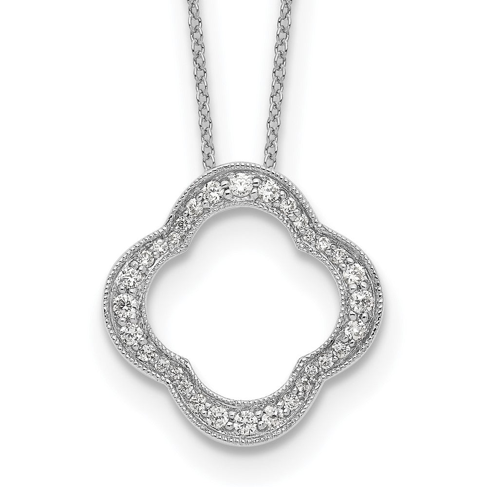 14K White Gold True Origin 3/8 Carat Lab Grown Diamond Vs Def 18 Inch Quatrefoil Floral Necklace