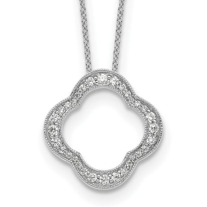 14K White Gold True Origin 3/8 Carat Lab Grown Diamond Vs Def 18 Inch Quatrefoil Floral Necklace