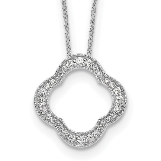 14K White Gold True Origin 3/8 Carat Lab Grown Diamond Vs Def 18 Inch Quatrefoil Floral Necklace