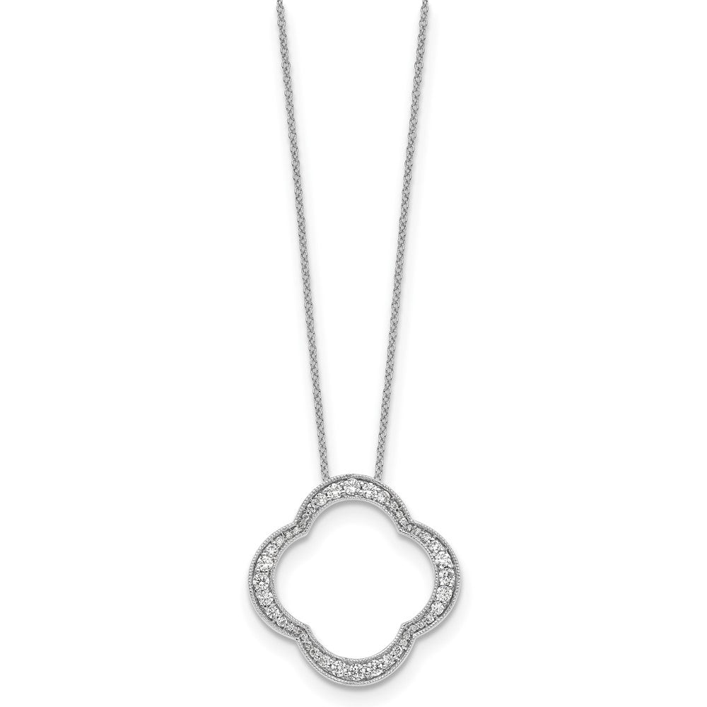 14K White Gold True Origin 5/8 Carat Lab Grown Diamond Vs/Si D E F Quatrefoil Floral 18 Inch Necklace