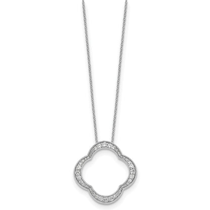 14K White Gold True Origin 5/8 Carat Lab Grown Diamond Vs/Si D E F Quatrefoil Floral 18 Inch Necklace