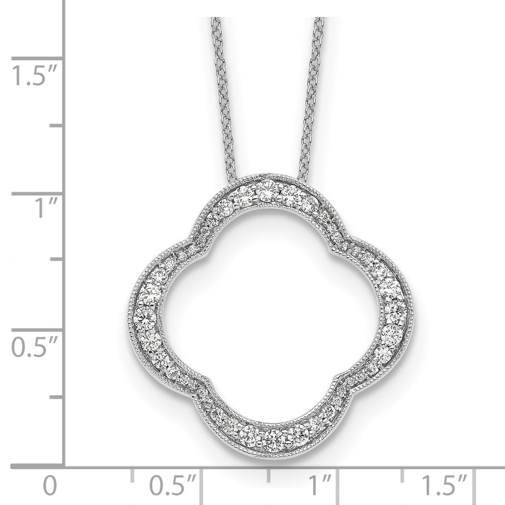 14K White Gold True Origin 5/8 Carat Lab Grown Diamond Vs/Si D E F Quatrefoil Floral 18 Inch Necklace