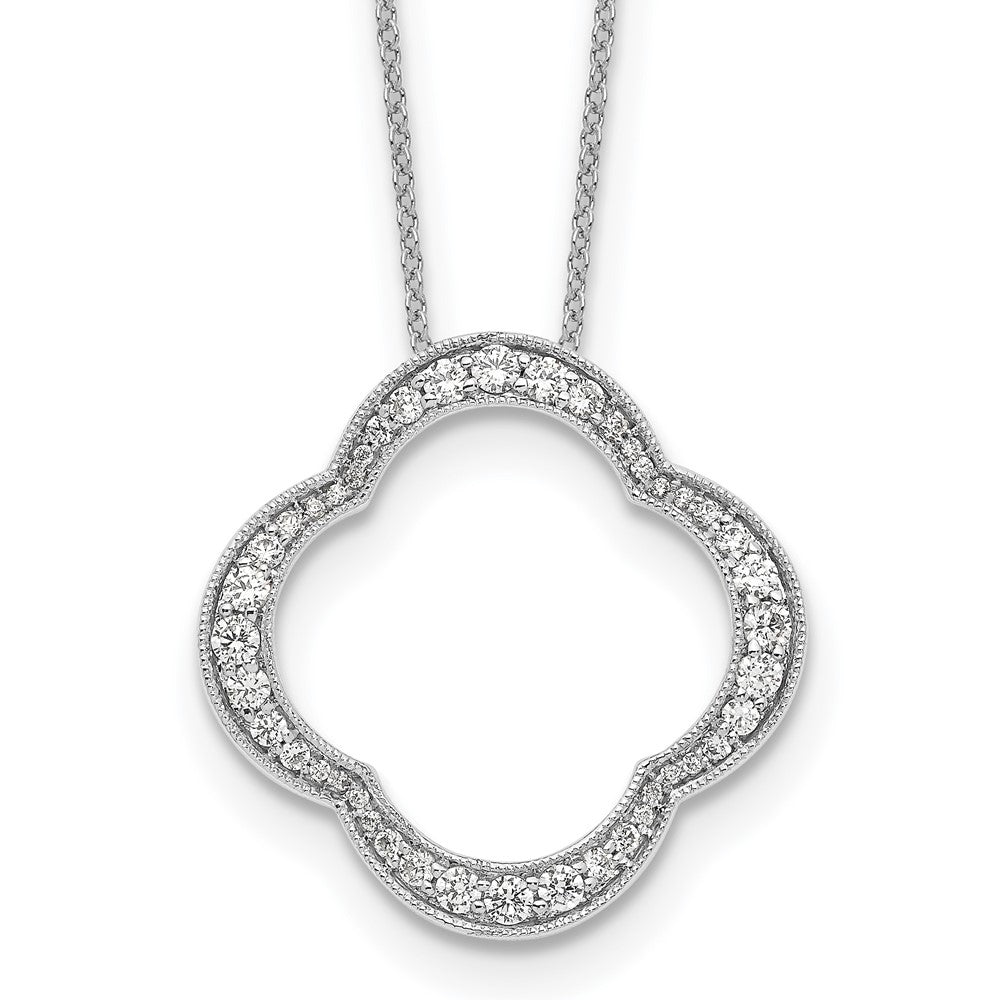 14K White Gold True Origin 5/8 Carat Lab Grown Diamond Vs/Si D E F Quatrefoil Floral 18 Inch Necklace