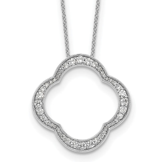 14K White Gold True Origin 5/8 Carat Lab Grown Diamond Vs/Si D E F Quatrefoil Floral 18 Inch Necklace