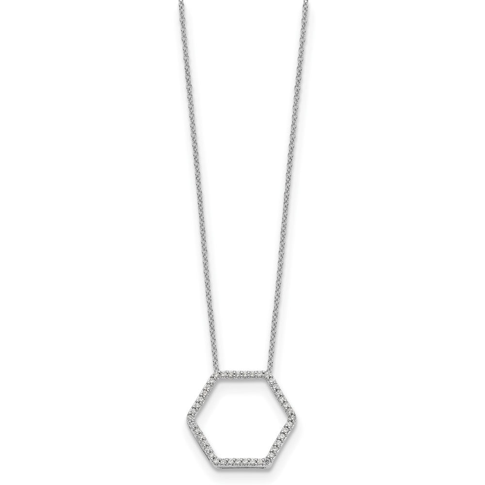 14K White Gold True Origin 1/4 Carat Lab Grown Diamond Vs Def 18 Inch Hexagon Necklace