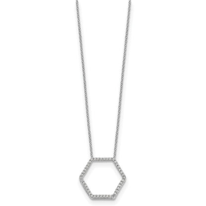 14K White Gold True Origin 1/4 Carat Lab Grown Diamond Vs Def 18 Inch Hexagon Necklace